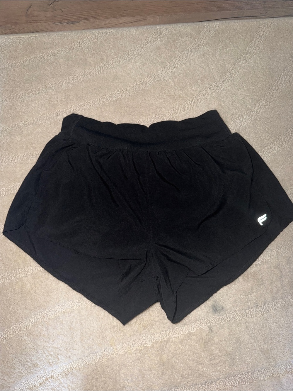 Fabletics Black Athletic Shorts with Reflective Logo